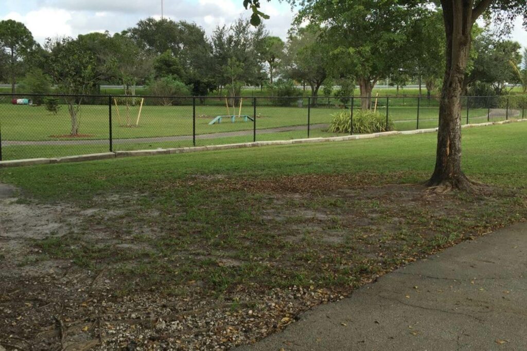 Amelia Earhart Park is fenced off with a separated area for smaller dogs and is off-leash