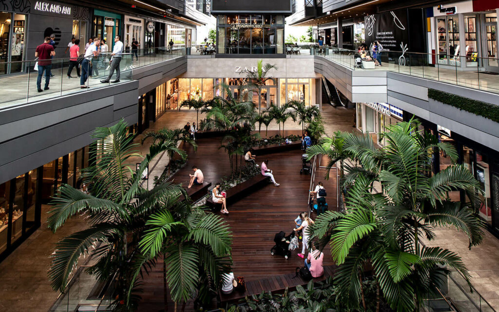 The mall is home to high-end shopping in an airconditioned and modern environment. You can walk the grounds and cool off.